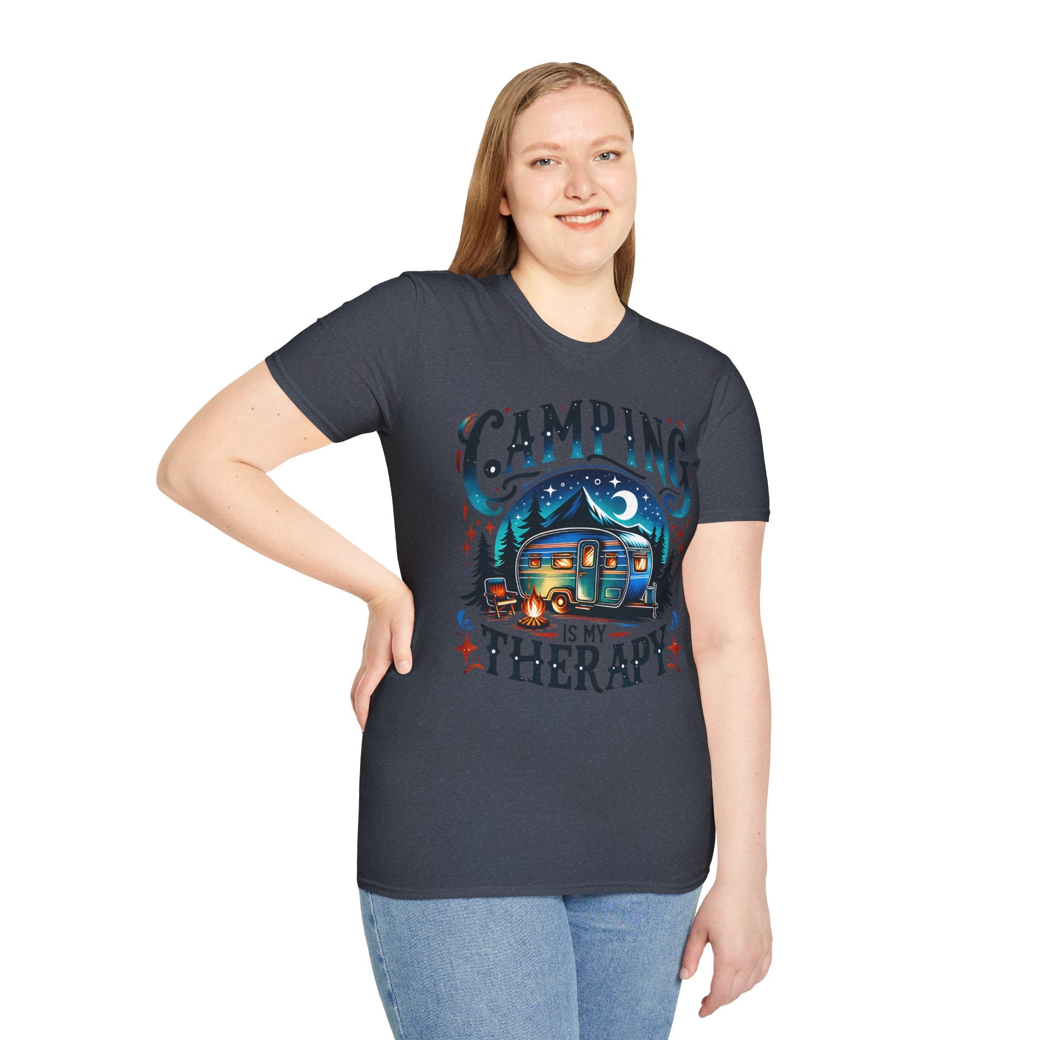 Camping Therapy Unisex T-Shirt - Perfect Gift for Outdoor Enthusiasts, Nature Lovers, Camping Adventures, Hiking Trip, Summer Vibes