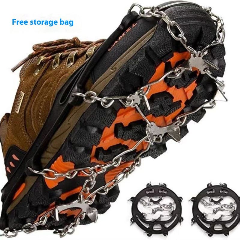 Stainless Steel Chain Crampons Snow Climbing Hiking Shoe Cover