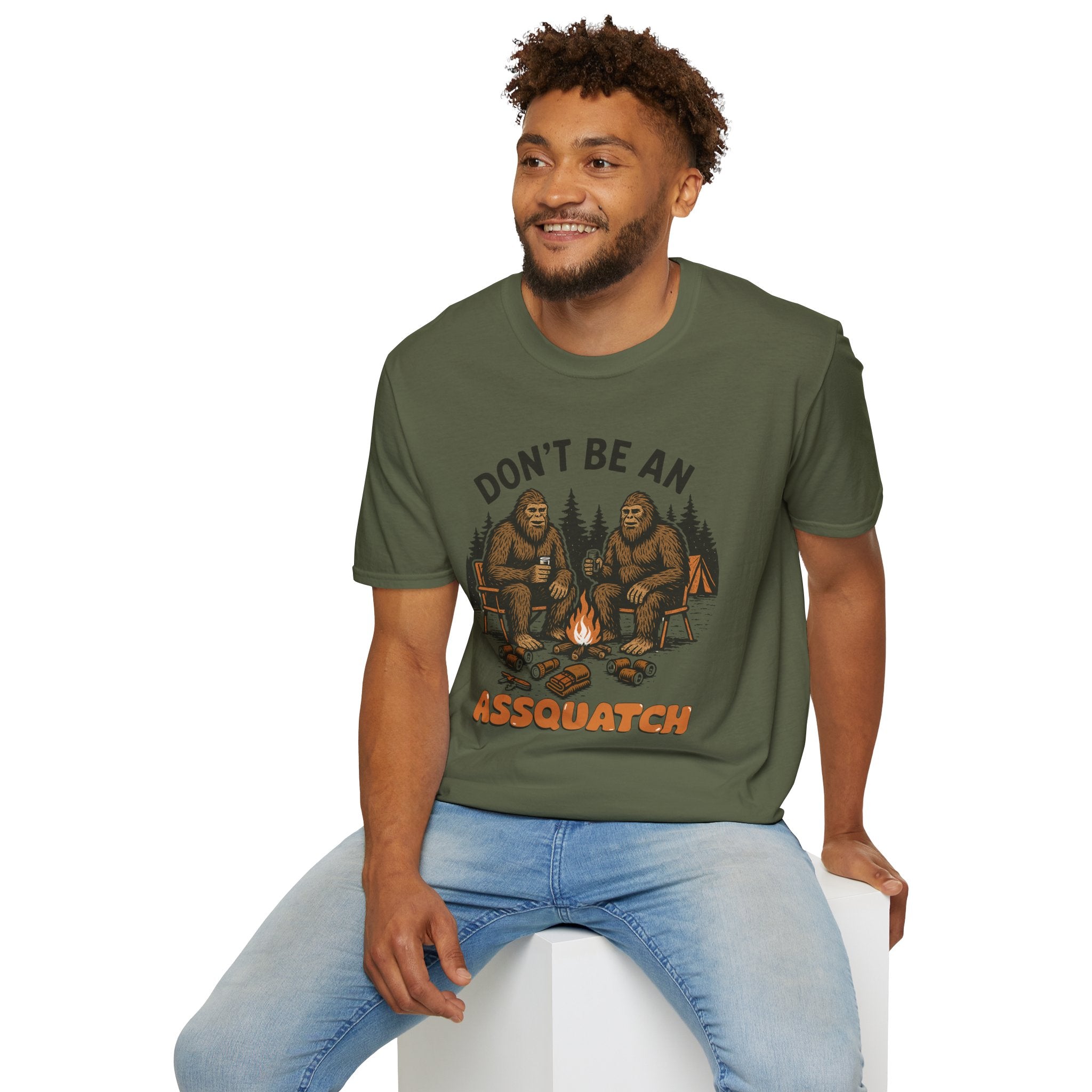 Funny Sasquatch Camping T-Shirt, Unisex Outdoors Tee for Nature Lovers, Wildlife Humor Shirt, Great Gift for Friends, Camping Essentials