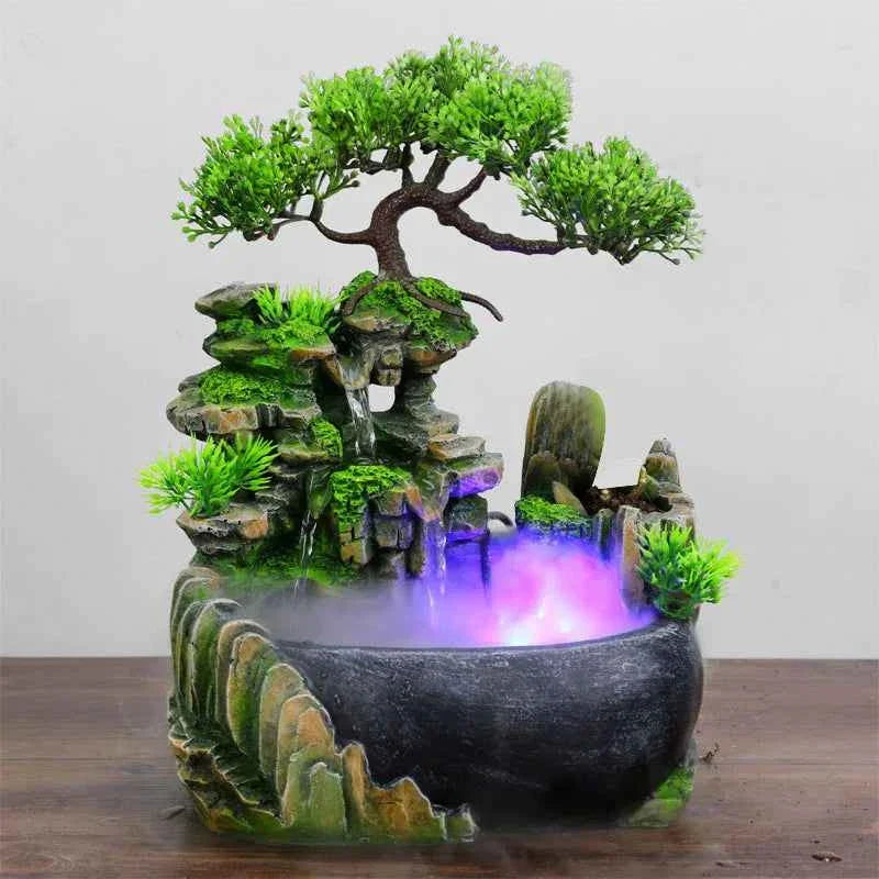 Wealth Feng Shui Company Office Tabletop Ornaments Desktop Flowing Water Waterfall Fountain With Color Changing LED Lights Spray - Wild Gear Fusion