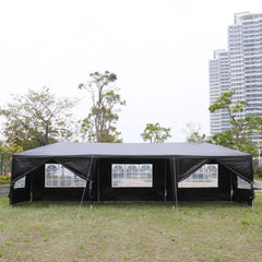 10x30 FT Outdoor Party Canopy Tent with 8 Removable Sidewalls, Waterproof Canopy Patio Wedding Gazebo, Black Party Canopy - Wild Gear Fusion