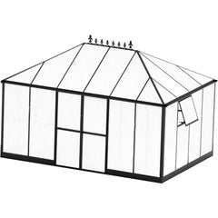 14x9.5x9 FT Polycarbonate Greenhouse- 6 FT Wall Height Outdoor Aluminum Greenhouses with 2 Ventilation and Rain Gutter - Wild Gear Fusion