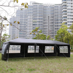 10x30 FT Outdoor Party Canopy Tent with 8 Removable Sidewalls, Waterproof Canopy Patio Wedding Gazebo, Black Party Canopy - Wild Gear Fusion