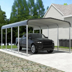 12x20 FT Carport, Heavy Duty Carport Canopy with Galvanized Steel Frame and Roof, Outdoor Storage Shed, Car Tent Garage Shelter - Wild Gear Fusion