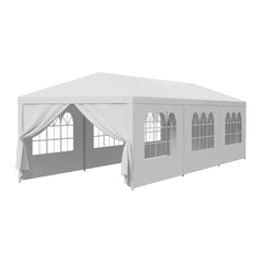 10x30 FT Outdoor Party Canopy Tent with 8 Removable Sidewalls, Waterproof Canopy Patio Wedding Gazebo, Black Party Canopy - Wild Gear Fusion