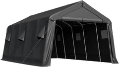 13 x 20 foot heavy duty carport, portable garage with all-steel metal frame and vents, snow canopy outdoor storage shed - Wild Gear Fusion