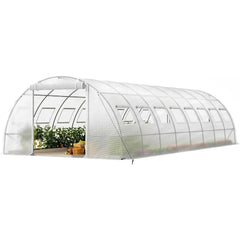 26'x12'x6.6' Large Walk-in Greenhouse, Heavy Duty Green House Outside with Galvanized Steel Frame, High Tunnel PE Cover - Wild Gear Fusion