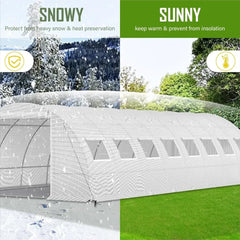 26'x12'x6.6' Large Walk-in Greenhouse, Heavy Duty Green House Outside with Galvanized Steel Frame, High Tunnel PE Cover - Wild Gear Fusion