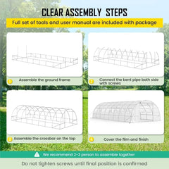 26'x12'x6.6' Large Walk-in Greenhouse, Heavy Duty Green House Outside with Galvanized Steel Frame, High Tunnel PE Cover - Wild Gear Fusion