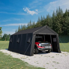 13 x 20 foot heavy duty carport, portable garage with all-steel metal frame and vents, snow canopy outdoor storage shed - Wild Gear Fusion