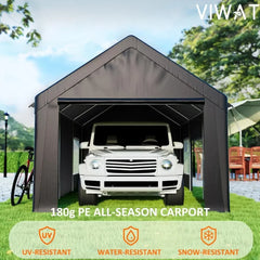 12x20 FT Heavy Duty Carport Awning with Reinforced Base & Side Door, Portable Garage for Pickup Trucks, Boats, Cars & Trucks - Wild Gear Fusion