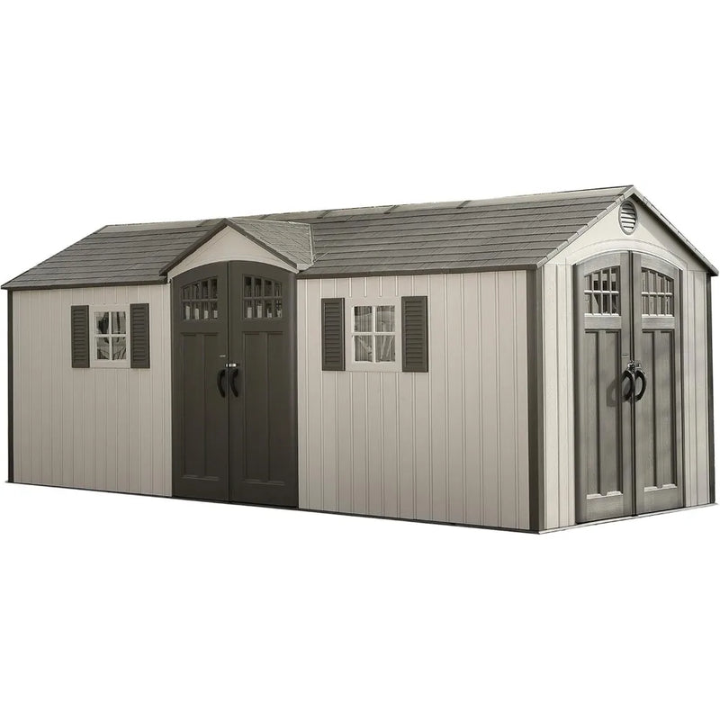 20 X 8 Feet Outdoor Storage Shed with Lockable Door and Outdoor Storage Room, Desert Sand Color, Sheds Storage Shed - Wild Gear Fusion