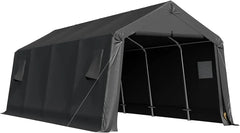 13 x 20 foot heavy duty carport, portable garage with all-steel metal frame and vents, snow canopy outdoor storage shed - Wild Gear Fusion